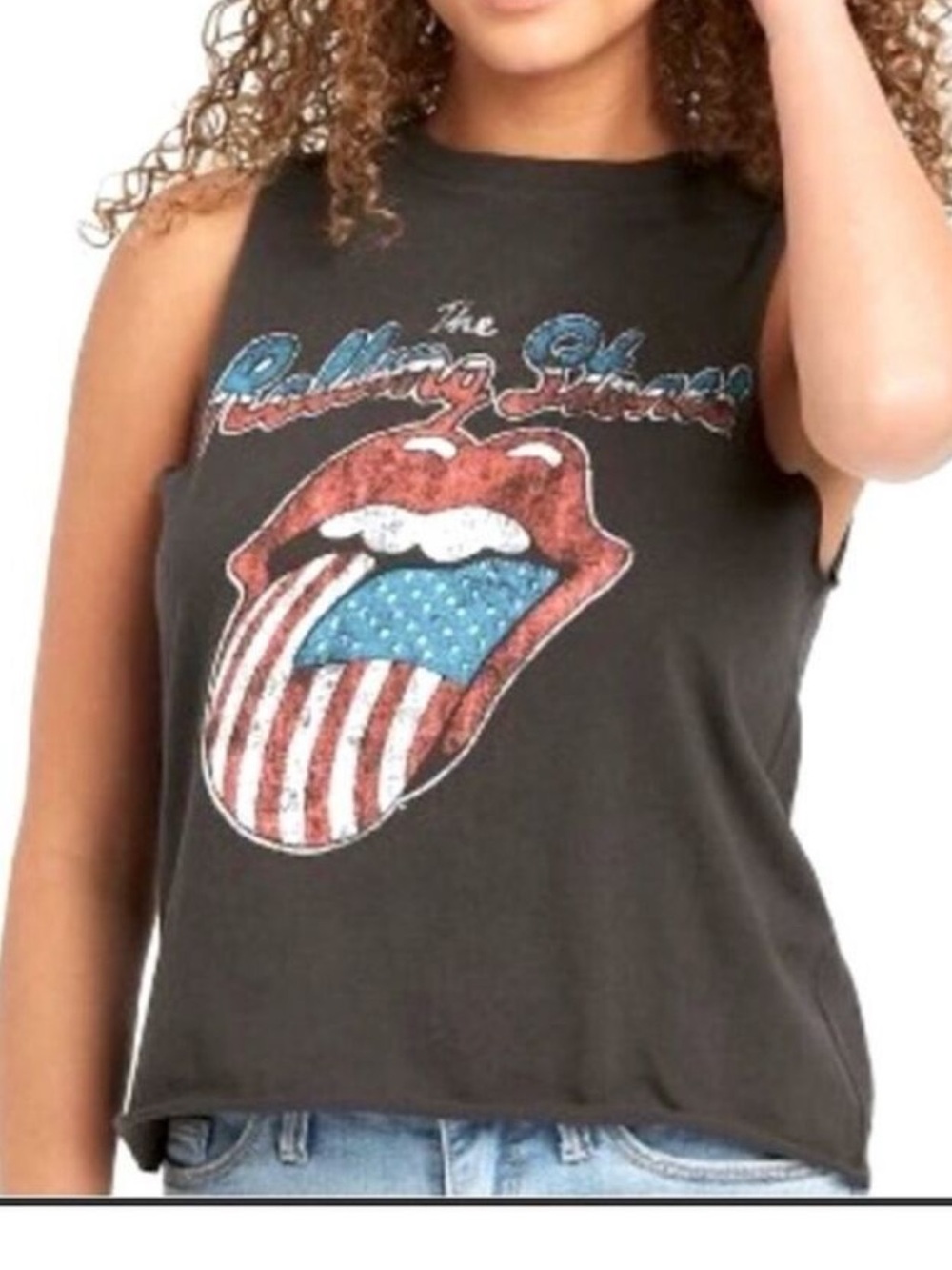 The Rolling Stones Band Graphic Edgy Cropped Tank Top Size S - Picture 2 of 7